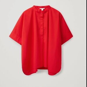 COS Oversized Poplin Shirt in Red Size Large
